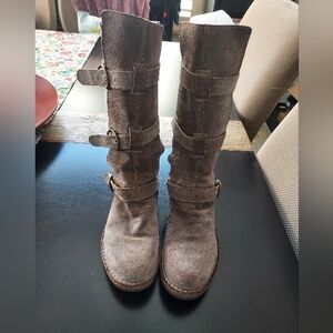 EUC Fiorentini + Baker Suede Women's Buckled Boots, Taupe, Size 38
